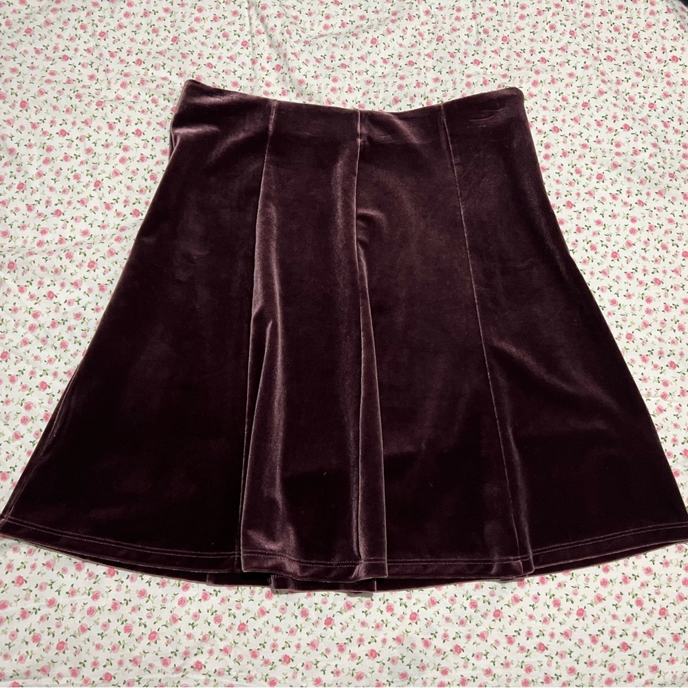 GAP Velvet A-Line Skirt in Deep Plum